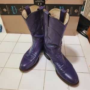 Justin Leather Roper Western boots Cowboy Cowgirl Purple W6.5